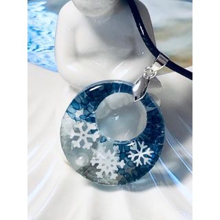 ハンドメイド　ネックレス　レジン　オリジナル　一点物　雪(ネックレス)