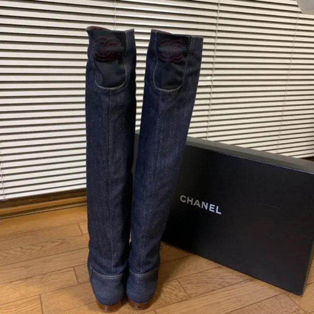 CHANEL♡デニムニーハイブーツ - ブーツ