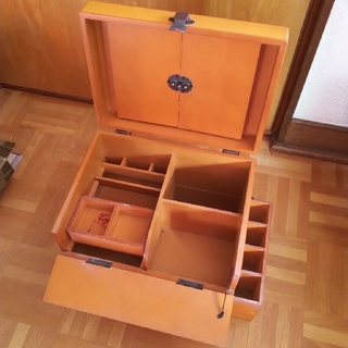木製メイクボックス 三面鏡 昭和レトロ アンティーク (ドレッサー/鏡台)