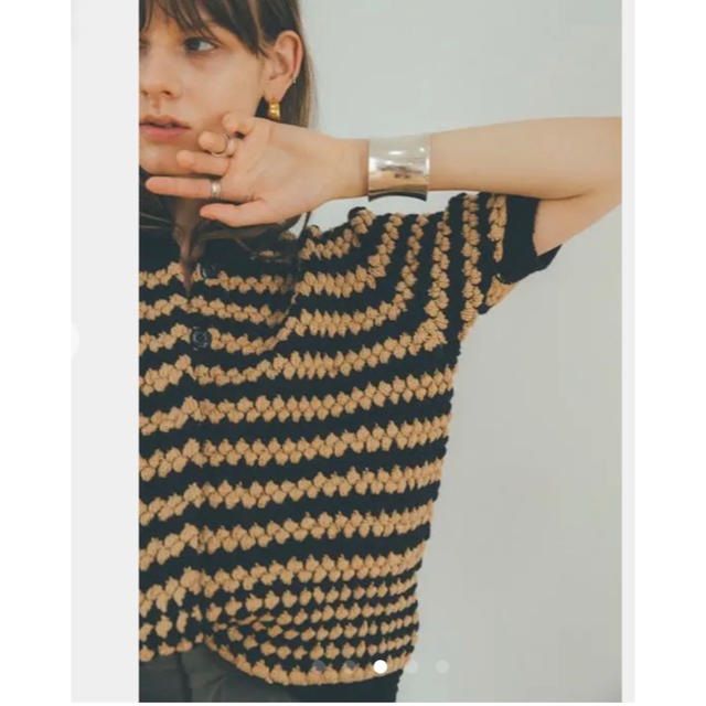 STUDIOUS(ステュディオス)のクラネ　UNEVEN DOT HALF SLEEVE KNIT  CLANE レディースのトップス(ニット/セーター)の商品写真