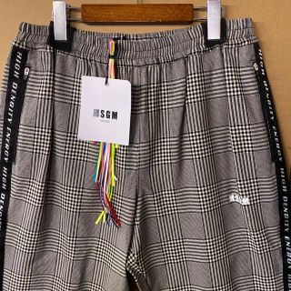 【新品】MSGM サイドライン グレンチェックパンツ 48 Mサイズ