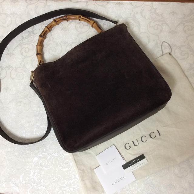 GUCCI グッチ バンブー ショルダーバッグ トートバッグ スエード - www