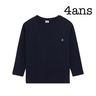 プチバトー(PETIT BATEAU)の新品未使用　プチバトー4ans カラー長袖Tシャツ　ネイビー　紺色(Tシャツ/カットソー)