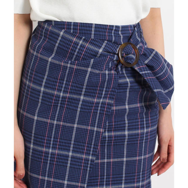 aquagirl(アクアガール)の新品 アクアガール スカート チェック 巻きスカート トレンド ブルー ネイビー レディースのスカート(ひざ丈スカート)の商品写真