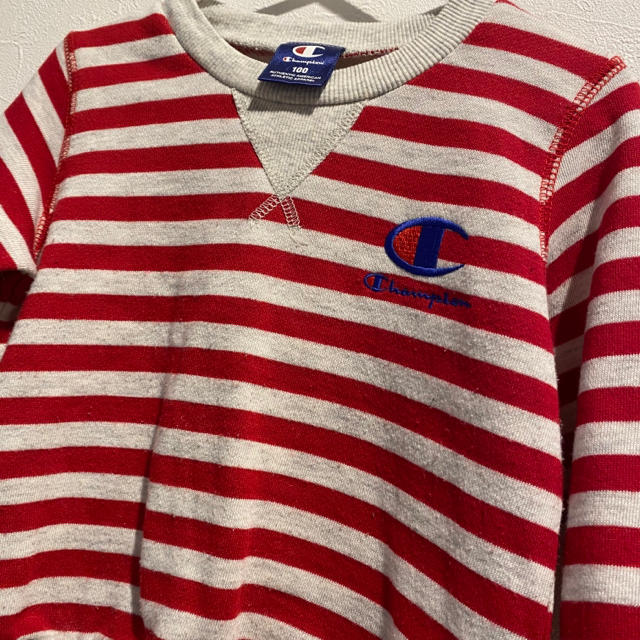 Champion(チャンピオン)のchampion ボーダー  長袖　裏毛　トレーナー　100cm キッズ/ベビー/マタニティのキッズ服男の子用(90cm~)(Tシャツ/カットソー)の商品写真