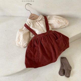 キャラメルベビー&チャイルド(Caramel baby&child )の美品 コーデュロイ 吊りスカート monbebe Corduroy skirt(スカート)