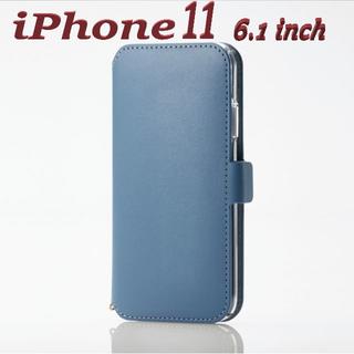 エレコム(ELECOM)のiPhone 11 手帳型ケース ソフトレザーケース 超極み 磁石付　(ブルー)(iPhoneケース)