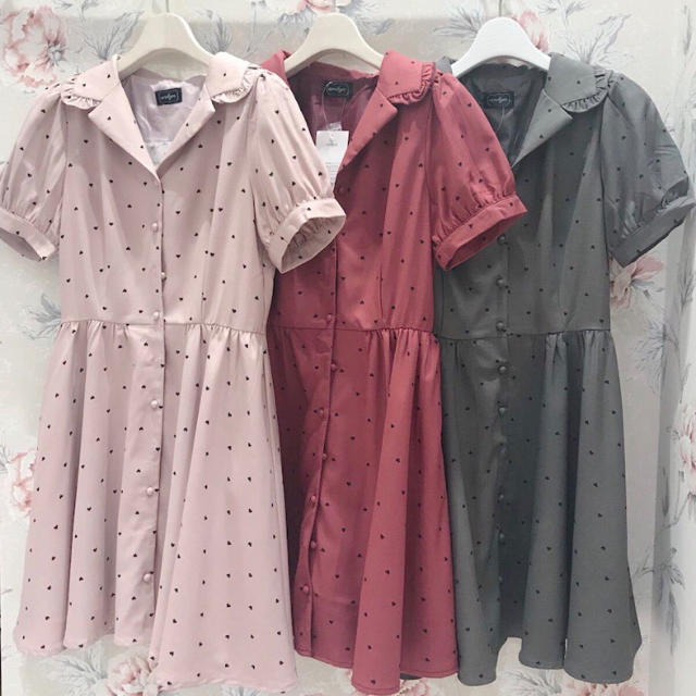 evelyn - 着るだけで可愛いハート柄のワンピース♡チャコール♡ガーリー＆大人可愛いコーデに♡