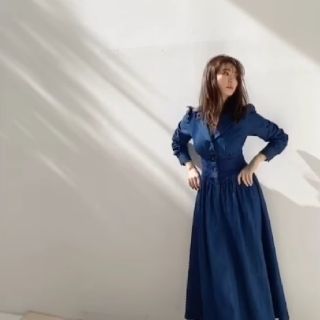 スナイデル(SNIDEL)の*新品* Her lip to Lace Belted Denim Dress(ロングワンピース/マキシワンピース)