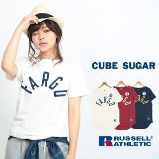 キューブシュガー(CUBE SUGAR)のCUBE SUGAR ✕ ラッセル コラボ Tシャツ M ネイビー(Tシャツ(半袖/袖なし))