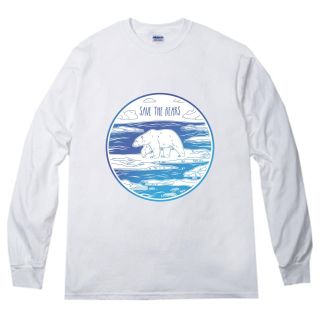 クマを救え！ プリント 長袖 Tシャツ  rrb17(Tシャツ/カットソー(七分/長袖))