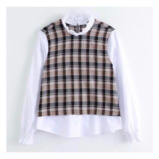 ザラ(ZARA)の🍁秋新作🍁2470◆チェック柄 ドッキング シャツ ブラウス(シャツ/ブラウス(長袖/七分))