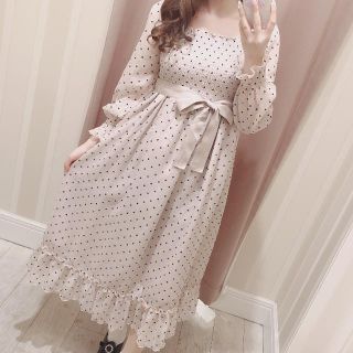 エブリン(evelyn)の着るだけで可愛いハート柄のロングワンピ♡ホワイト♡シフォンのフェミニンなデザイン(ロングワンピース/マキシワンピース)