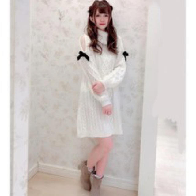 Ank Rouge - アンクルージュ 肩あきケーブルニットワンピース🎀 の