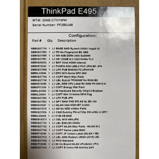 Lenovo - ThinkPad E495 AMD Ryzen 5 3500U メモリ8GBの通販 by パン's ...