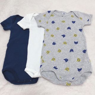 プチバトー(PETIT BATEAU)のPETITBATEAU プチバトー 半袖ロンパース3点セット(ロンパース)