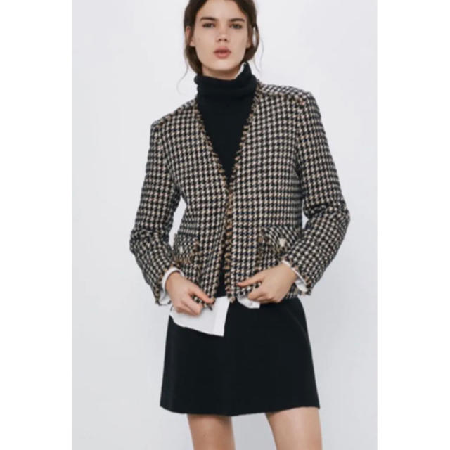 ZARA(ザラ)のZARA 2019AW 千鳥柄アウター レディースのジャケット/アウター(ノーカラージャケット)の商品写真