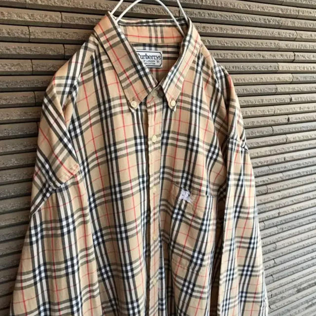 Burberry LONDON ノバチェック シャツ ベージュ メンズ XL 激安商品