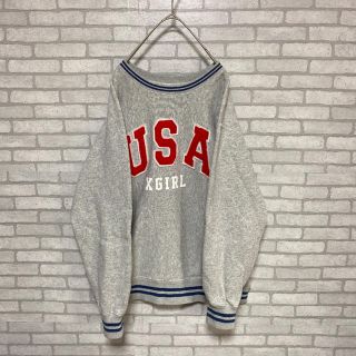 エックスガール(X-girl)のChampion × X girl コラボ 刺繍ロゴ リバースウィーブ 古着(トレーナー/スウェット)