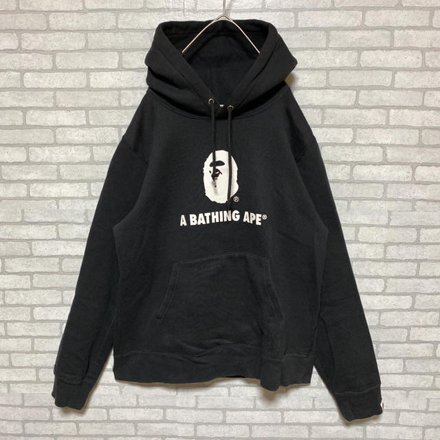 A BATHING APE エイプ デカロゴ パーカー プルオーバー 黒 M 予約販売