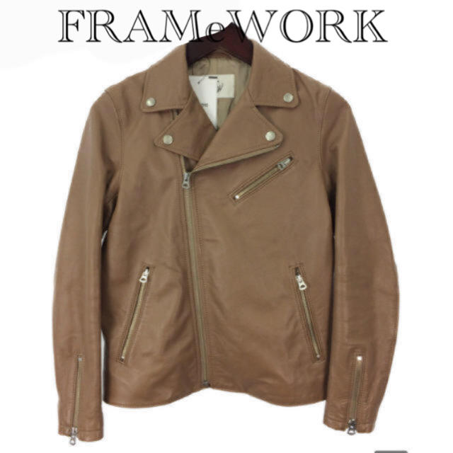 48600円  FRAMeWORK  ラムレザー ダブルライダースジャケット