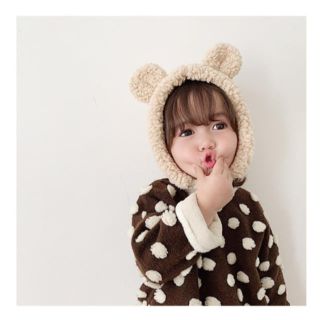 ザラキッズ(ZARA KIDS)のもこもこくま耳帽子　耳付き帽子　ふわふわ帽子　くま耳帽子　韓国子供服　(帽子)