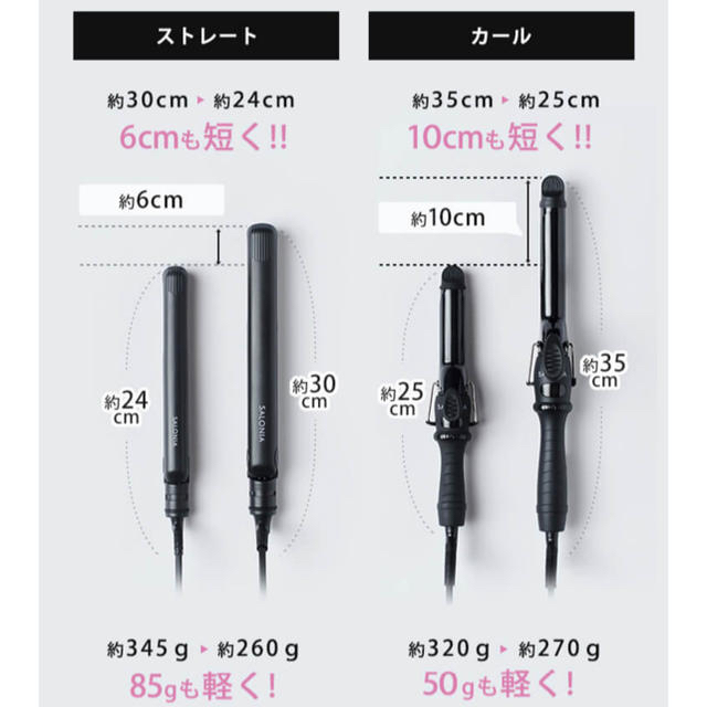 持ち運びが楽！サロニア　25mm コテ　ミニサイズ　ケース付き スマホ/家電/カメラの美容/健康(ヘアアイロン)の商品写真