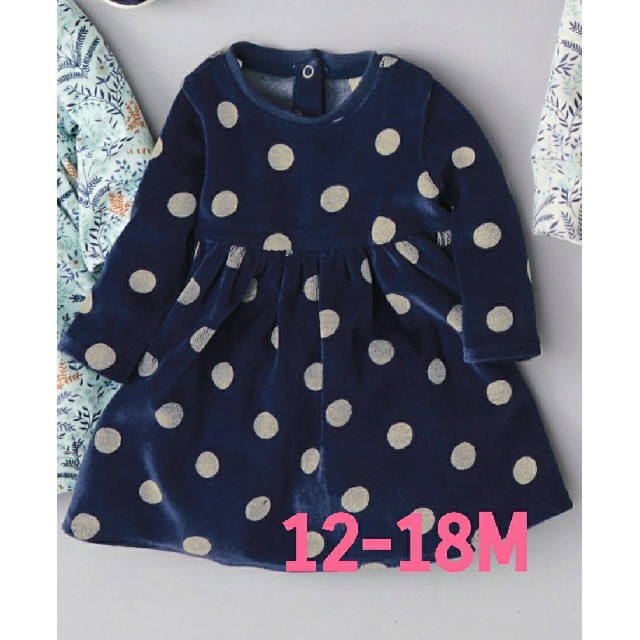 NEXT(ネクスト)の☆NEXT☆ネイビーベロアワンピース12-18M キッズ/ベビー/マタニティのベビー服(~85cm)(ワンピース)の商品写真