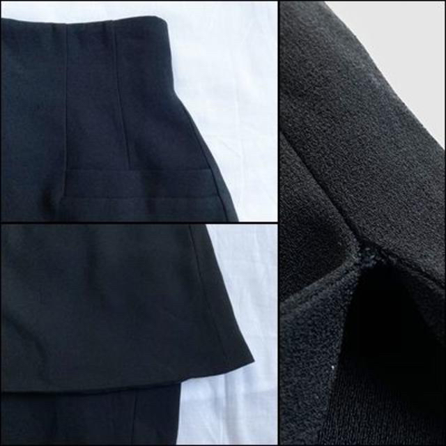 mame(マメ)のMAME マメ  ペプラム スリット スカート 黒 ブラック 1 レディースのスカート(ひざ丈スカート)の商品写真
