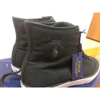 ポロラルフローレン(POLO RALPH LAUREN)のPOLO RALPH LAUREN SOLOMON HI 黒キャンバススニーカー(スニーカー)