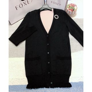 フォクシー(FOXEY)の✨FOXEY 【美品】❤️ラッセルフリル✨ロングカーディガン✨(カーディガン)