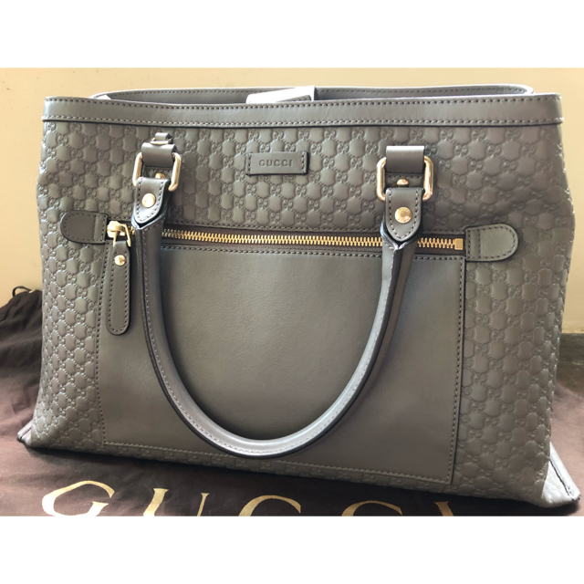 完成品 Gucci 心音！グッチ マイクログッチシマレザー トートバッグ ショルダー2way ハンドバッグ