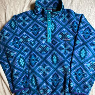 Lサイズ 総柄 90s patagonia スナップT フリース ノルディック