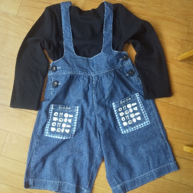 Petit jam(プチジャム)のデニムサロペット120cm キッズ/ベビー/マタニティのキッズ服女の子用(90cm~)(パンツ/スパッツ)の商品写真