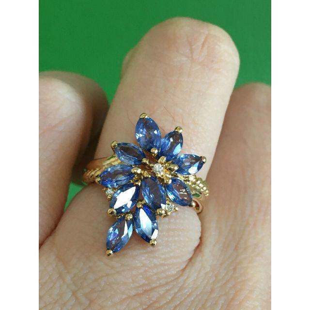 K18 サファイア 　ダイヤモンド　 リング　 指輪 　ダイヤ レディースのアクセサリー(リング(指輪))の商品写真