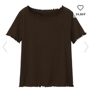 ジーユー(GU)のGU シアーカットソー　brown(Tシャツ(半袖/袖なし))