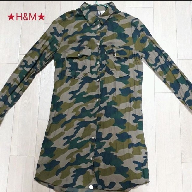 H&M(エイチアンドエム)のH&Mロング丈シャツ レディースのトップス(シャツ/ブラウス(長袖/七分))の商品写真