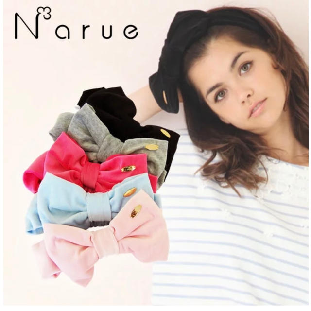 narue(ナルエー)の【値下げ】Narue ナルエー  コットンベロアリボンターバン　ヘアバンド レディースのヘアアクセサリー(ヘアバンド)の商品写真