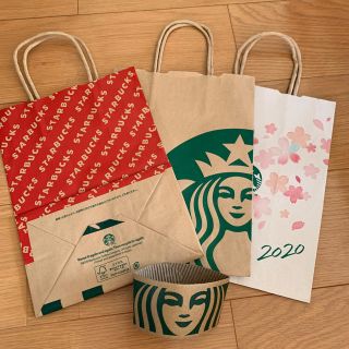 スターバックスコーヒー(Starbucks Coffee)のスタバのショッパー(紙袋)3種類とスリーブ(ショップ袋)