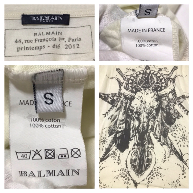 最新品 BALMAIN - 本物 名作 バルマンオム バッファロー Tシャツ S アイボリー BALMAINの通販 by yutanpo｜バルマンならラクマ 通販人気