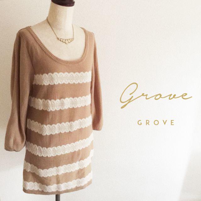 grove(グローブ)のgroveグローブ☆秋物ウールニット長袖チュニック レディースのトップス(ニット/セーター)の商品写真