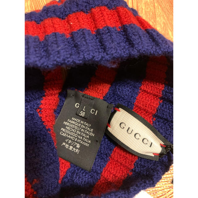 Gucci(グッチ)の期間限定●GUCCIグッチ紺赤紺ニットヘッドターバンL新品 レディースのヘアアクセサリー(ヘアバンド)の商品写真