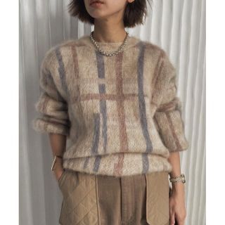 アメリヴィンテージ(Ameri VINTAGE)のPAINT CHECK FLUFFY KNIT(ニット/セーター)