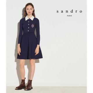 サンドロ(Sandro)の❤️Sandro2020秋冬新作　新品　紺色ワンピース　綺麗上品(ひざ丈ワンピース)