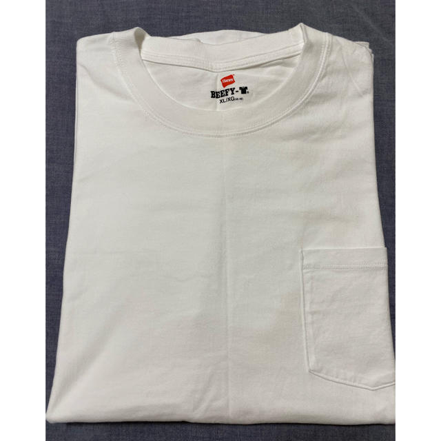 Hanes(ヘインズ)のヘインズ　BEEFY-T ポケT  白　XL メンズのトップス(Tシャツ/カットソー(半袖/袖なし))の商品写真