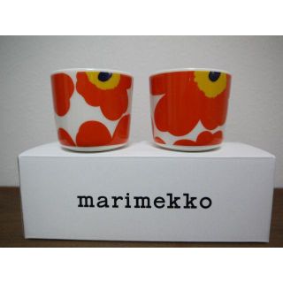 マリメッコ(marimekko)のマリメッコ　ラテマグ　ウニッコ　オレンジ　2個 　新品(グラス/カップ)