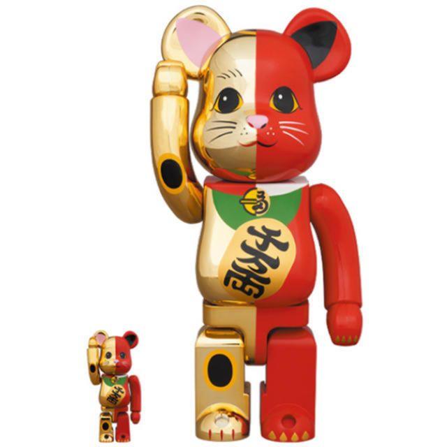 BE@RBRICK 招き猫 金×赤 100％ & 400％