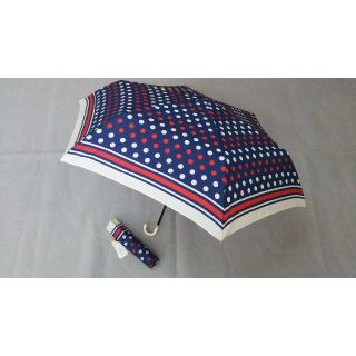 折りたたみ傘　軽量　レディース  雨傘　カラードット　紺　新品(傘)