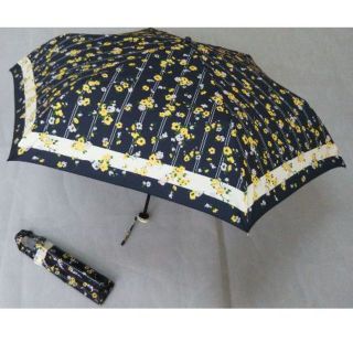 折りたたみ傘　軽量　レディース  雨傘　新品　花柄（プチトートバッグ袋入り）　紺(傘)