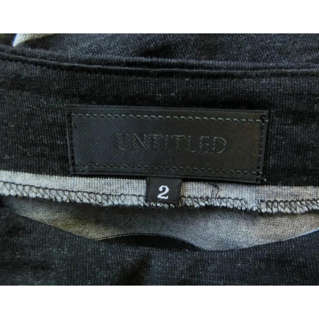 UNTITLED(アンタイトル)のUNTITLED アンタイトル　濃グレーと黒のボーダーのフレンチ袖ワンピース 2 レディースのワンピース(ひざ丈ワンピース)の商品写真